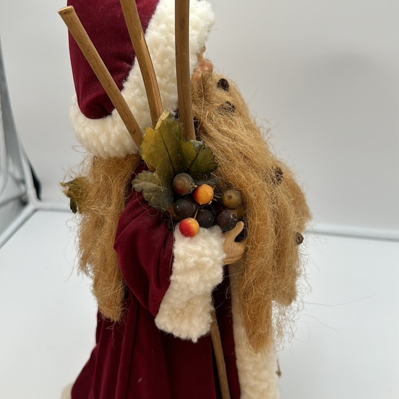 Christmas Tree Table Topper Santa Old World Nature Red Velvet Cape Green Body - Picture 8 of 16